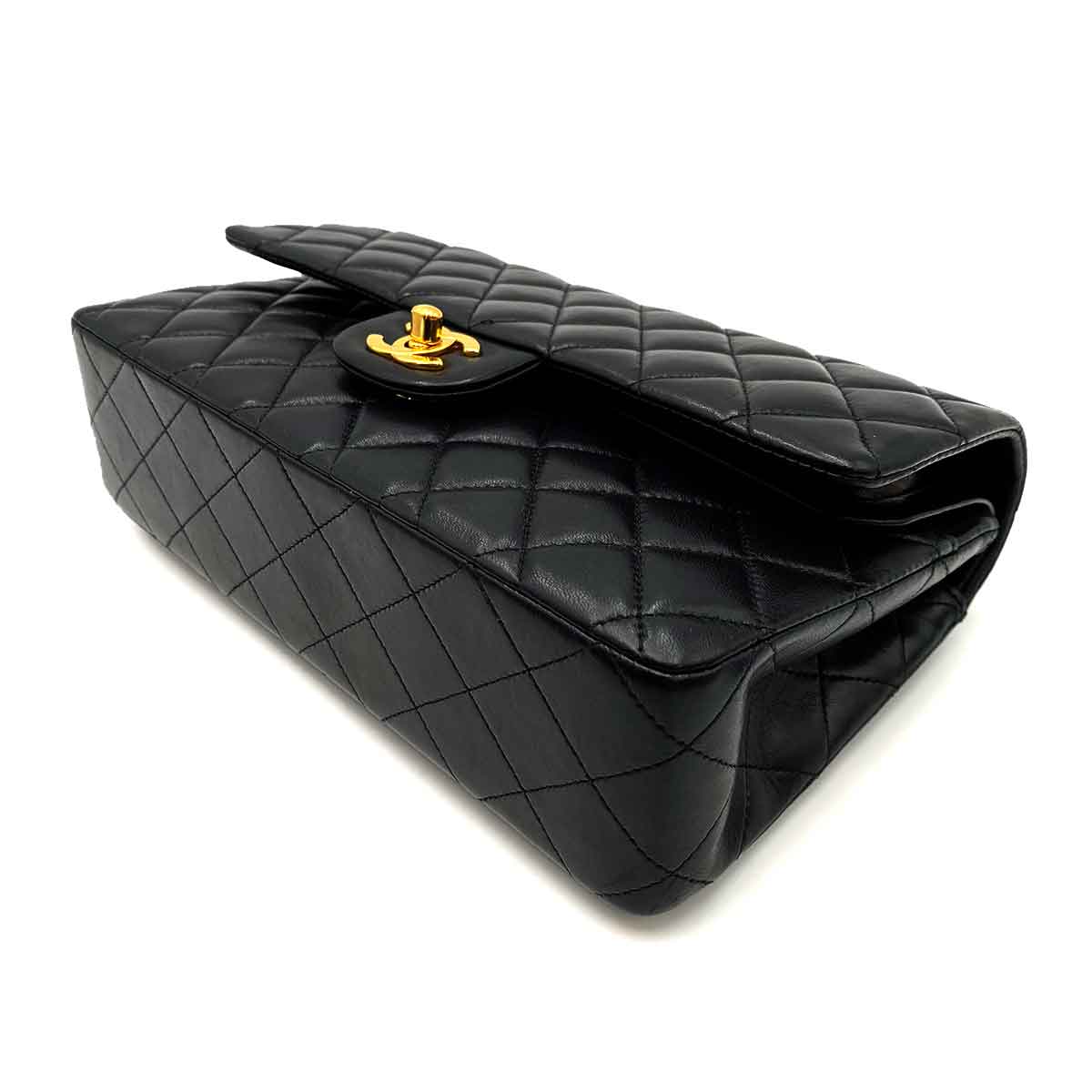 CHANEL VINTAGE CLASSIC FLAP MEDIUM CHAIN SHOULDER BAG BLACK LAMB SKIN 90227586