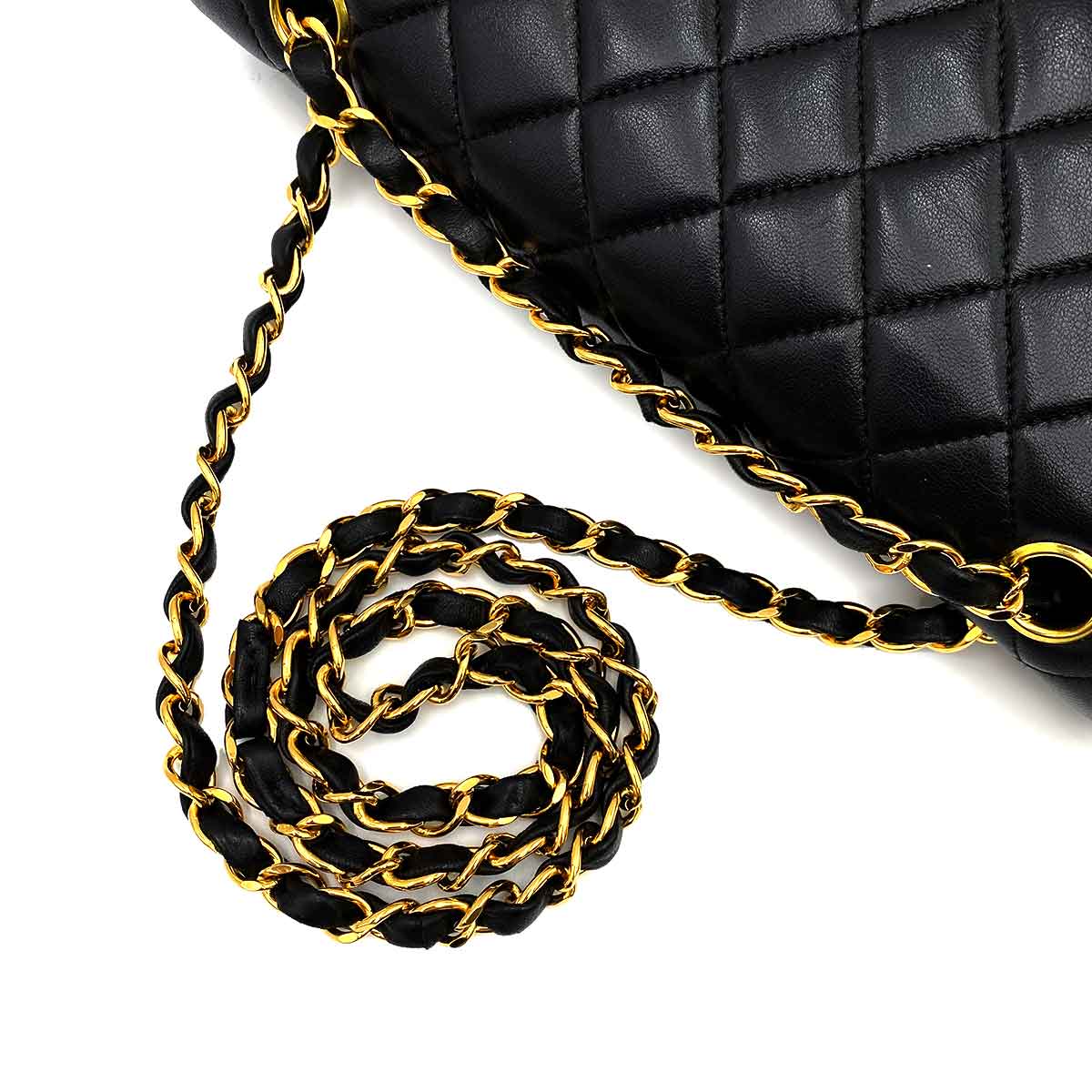 CHANEL VINTAGE CLASSIC FLAP MEDIUM CHAIN SHOULDER BAG BLACK LAMB SKIN 90227586