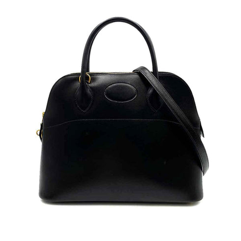 HERMES BOLIDE 31 BLACK BOXCALF HAND SHOULDER BAG □F 90234629 - PURPOSE
