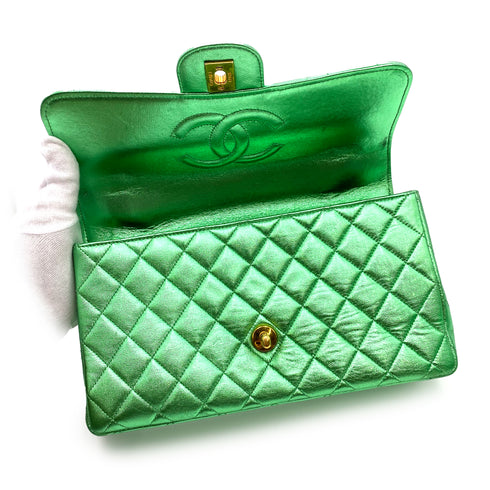 CHANEL VINTAGE PARENT-CHILD BAG METALLIC GREEN LAMB SKIN 90228454 - PURPOSE