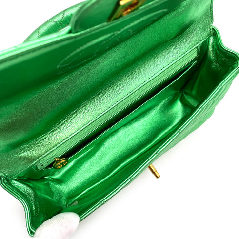 CHANEL VINTAGE PARENT-CHILD BAG METALLIC GREEN LAMB SKIN 90228454 - PURPOSE