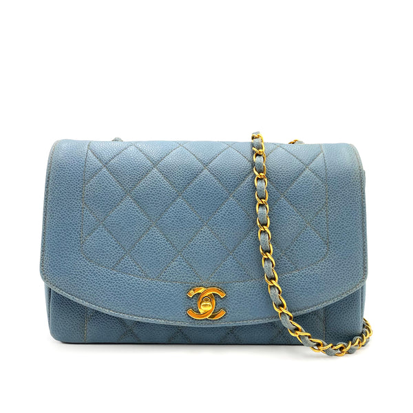CHANEL VINTAGE DIANA MEDIUM CHAIN SHOULDER BAG BLUE CAVIAR SKIN 90229354 - PURPOSE