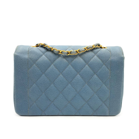 CHANEL VINTAGE DIANA MEDIUM CHAIN SHOULDER BAG BLUE CAVIAR SKIN 90229354 - PURPOSE