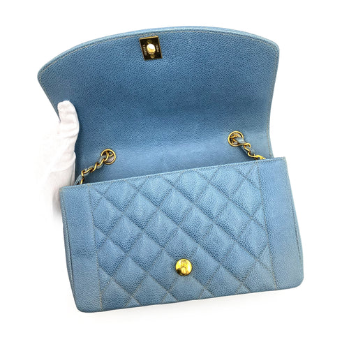 CHANEL VINTAGE DIANA MEDIUM CHAIN SHOULDER BAG BLUE CAVIAR SKIN 90229354 - PURPOSE
