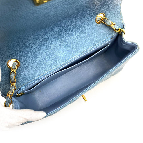 CHANEL VINTAGE DIANA MEDIUM CHAIN SHOULDER BAG BLUE CAVIAR SKIN 90229354 - PURPOSE