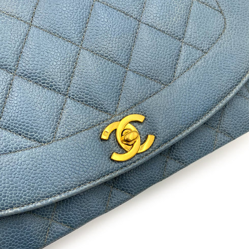 CHANEL VINTAGE DIANA MEDIUM CHAIN SHOULDER BAG BLUE CAVIAR SKIN 90229354 - PURPOSE