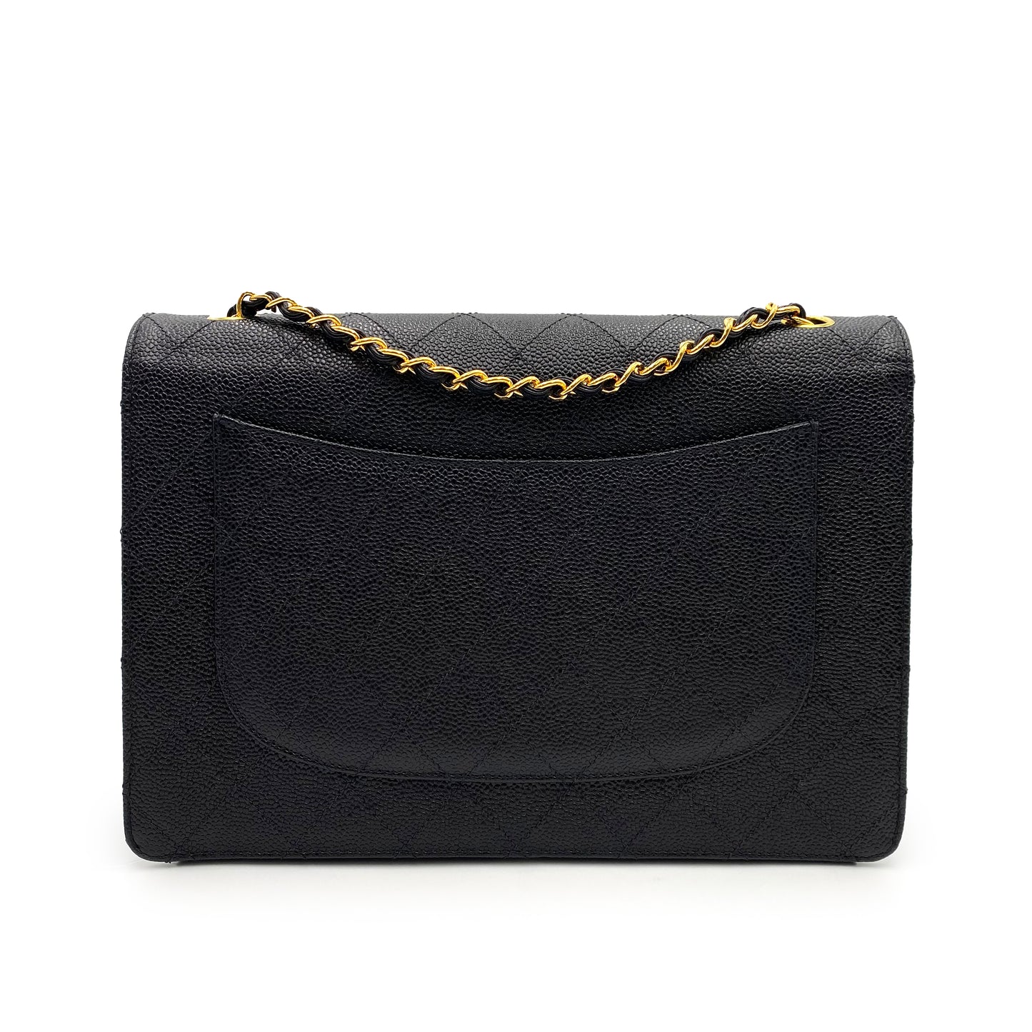 CHANEL VINTAGE BICOLORE CHAIN SHOULDER BAG BLACK CAVIAR SKIN 90230322