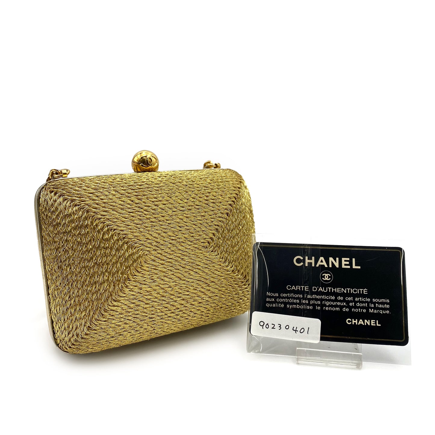 CHANEL VINTAGE PARTY CHAIN HAND SHOULDER BAG GOLD RAFFIA 90230401