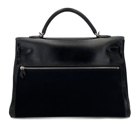 HERMES KELLY LAKIS 40 BLACK BOXCALF TOILE OFFICIER HAND SHOULDER BAG □H 90230404 - PURPOSE