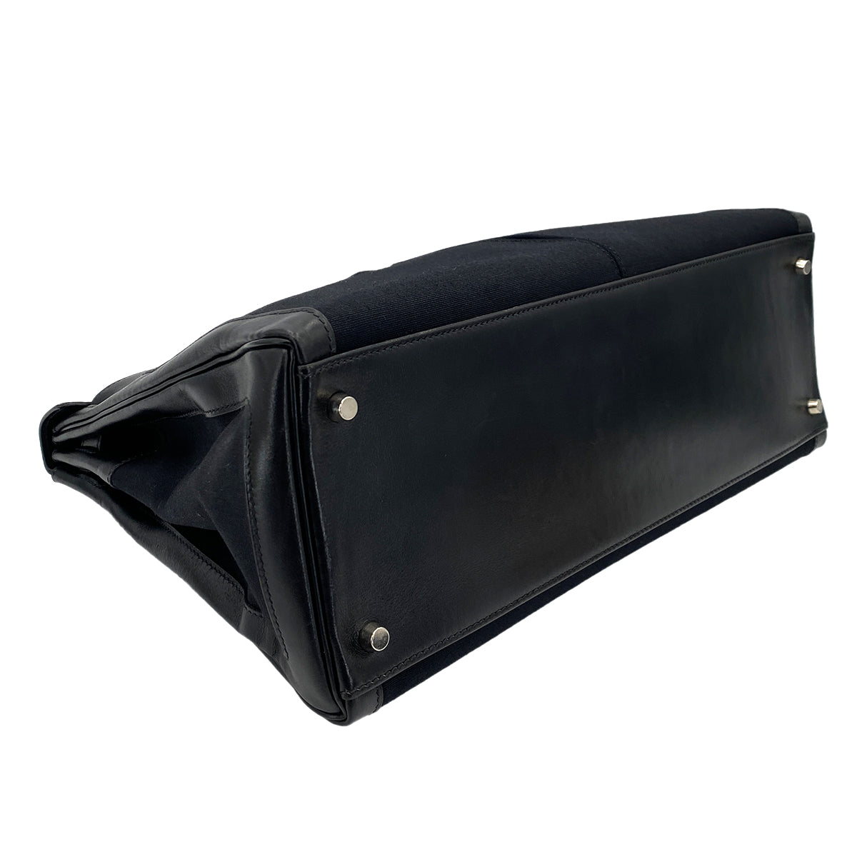 HERMES KELLY LAKIS 40 BLACK BOXCALF TOILE OFFICIER HAND SHOULDER BAG □H 90230404