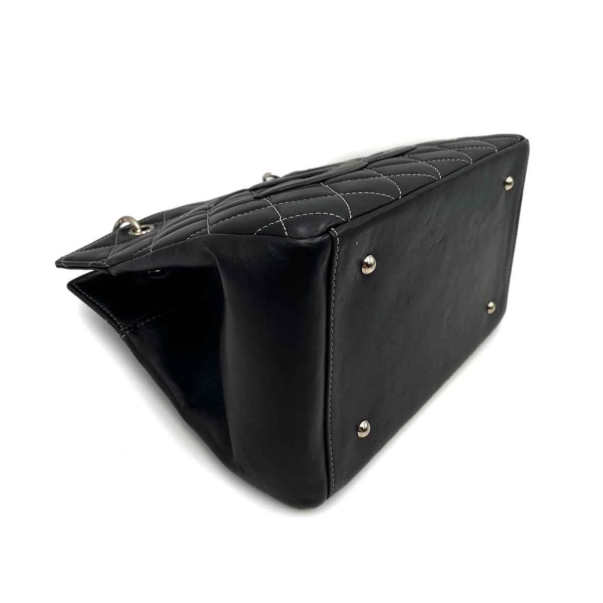 CHANEL VINTAGE MATELASSE CHAIN HAND BAG BLACK LAMB SKIN 90230698