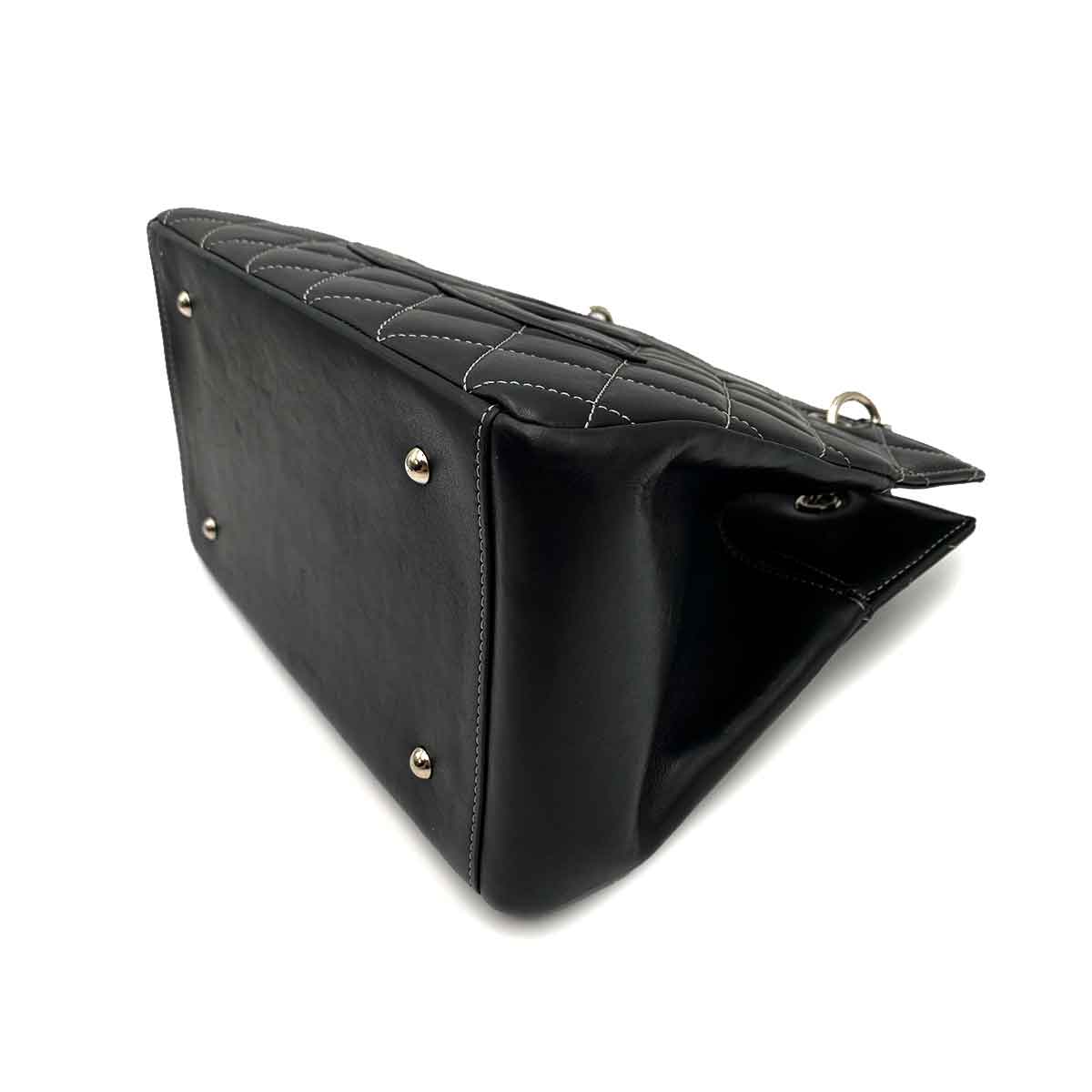 CHANEL VINTAGE MATELASSE CHAIN HAND BAG BLACK LAMB SKIN 90230698