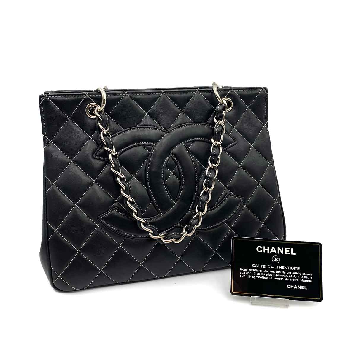 CHANEL VINTAGE MATELASSE CHAIN HAND BAG BLACK LAMB SKIN 90230698