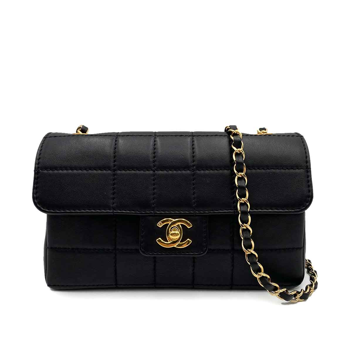CHANEL VINTAGE CHAIN SHOULDER BAG BLACK LAMB SKIN 90230892