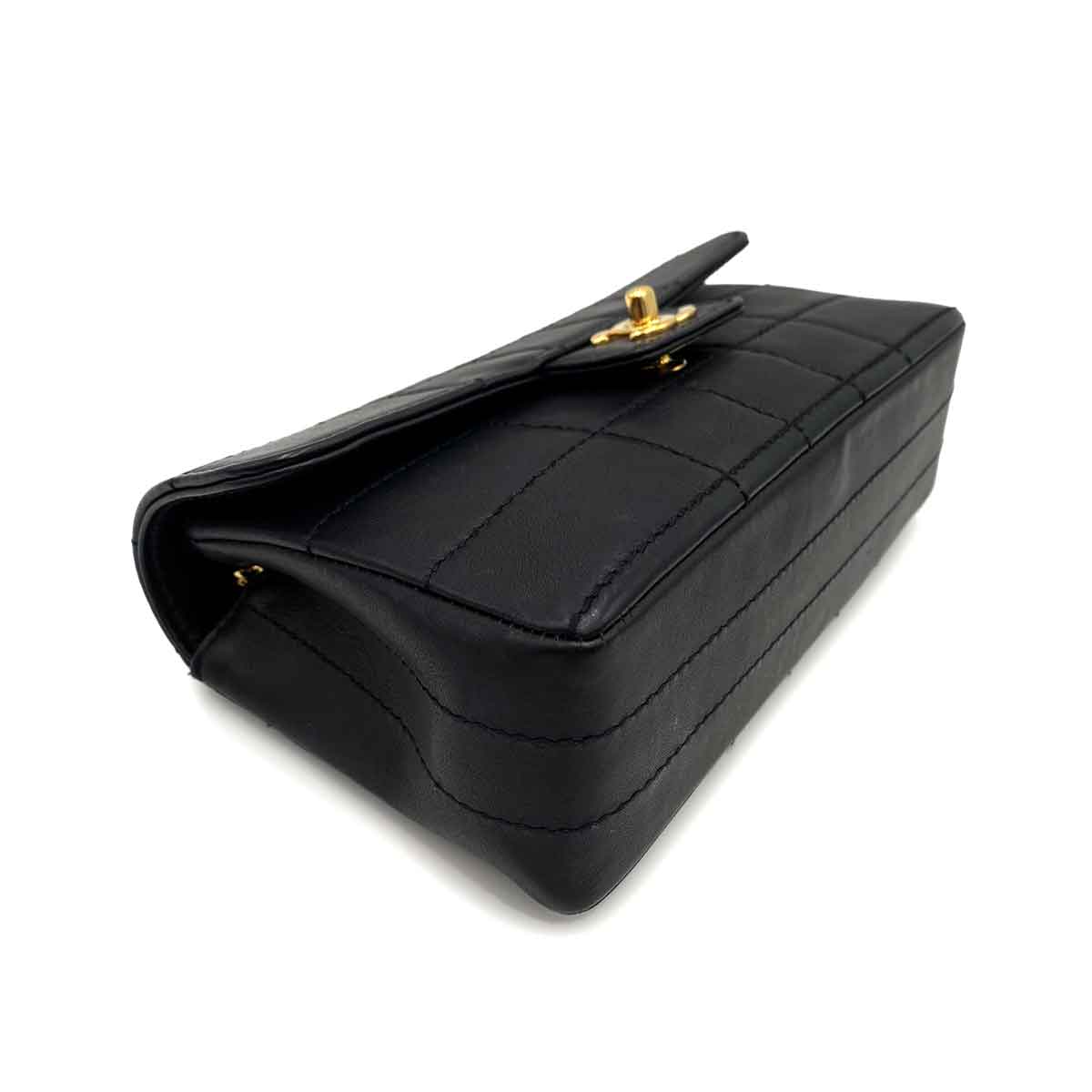 CHANEL VINTAGE CHAIN SHOULDER BAG BLACK LAMB SKIN 90230892