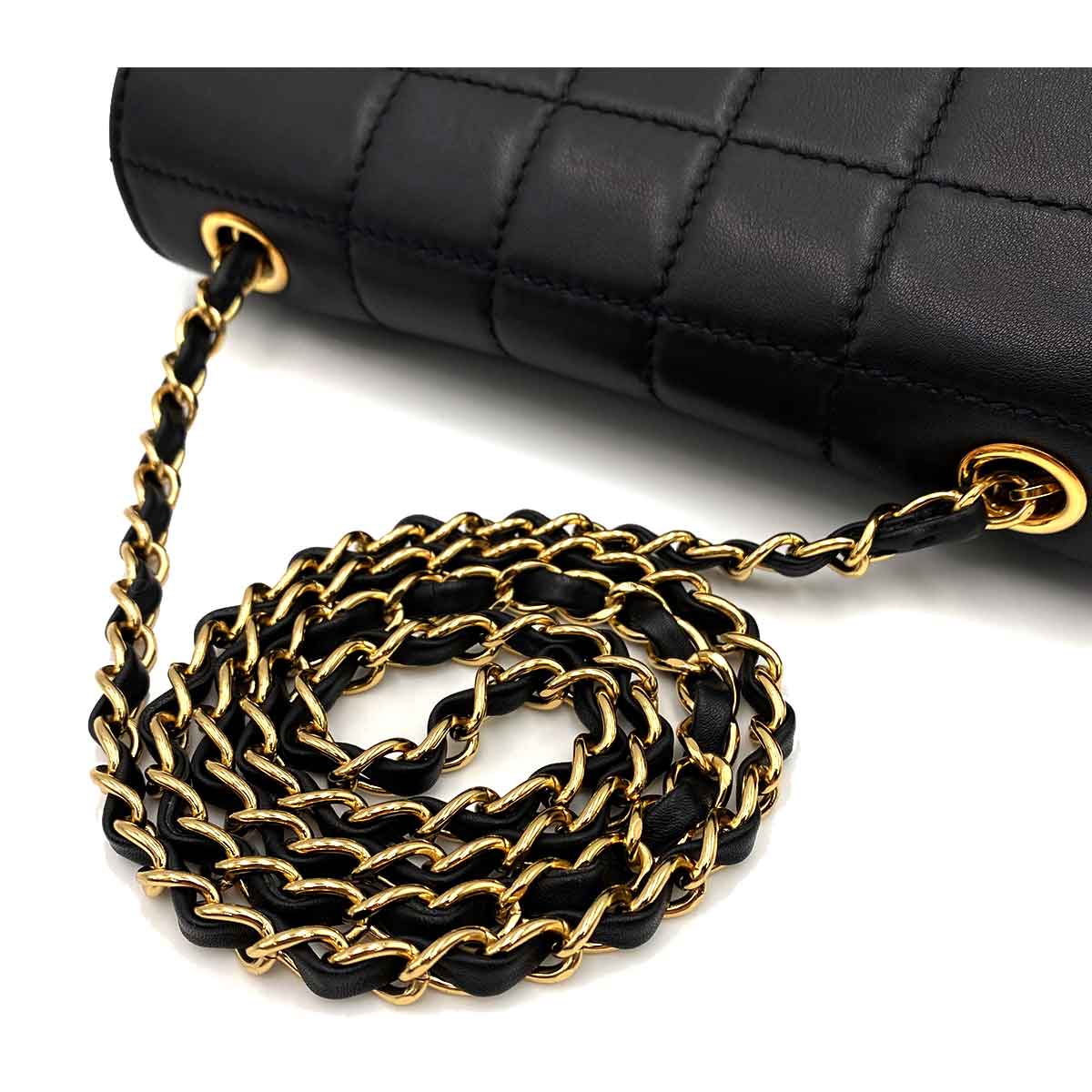 CHANEL VINTAGE CHAIN SHOULDER BAG BLACK LAMB SKIN 90230892