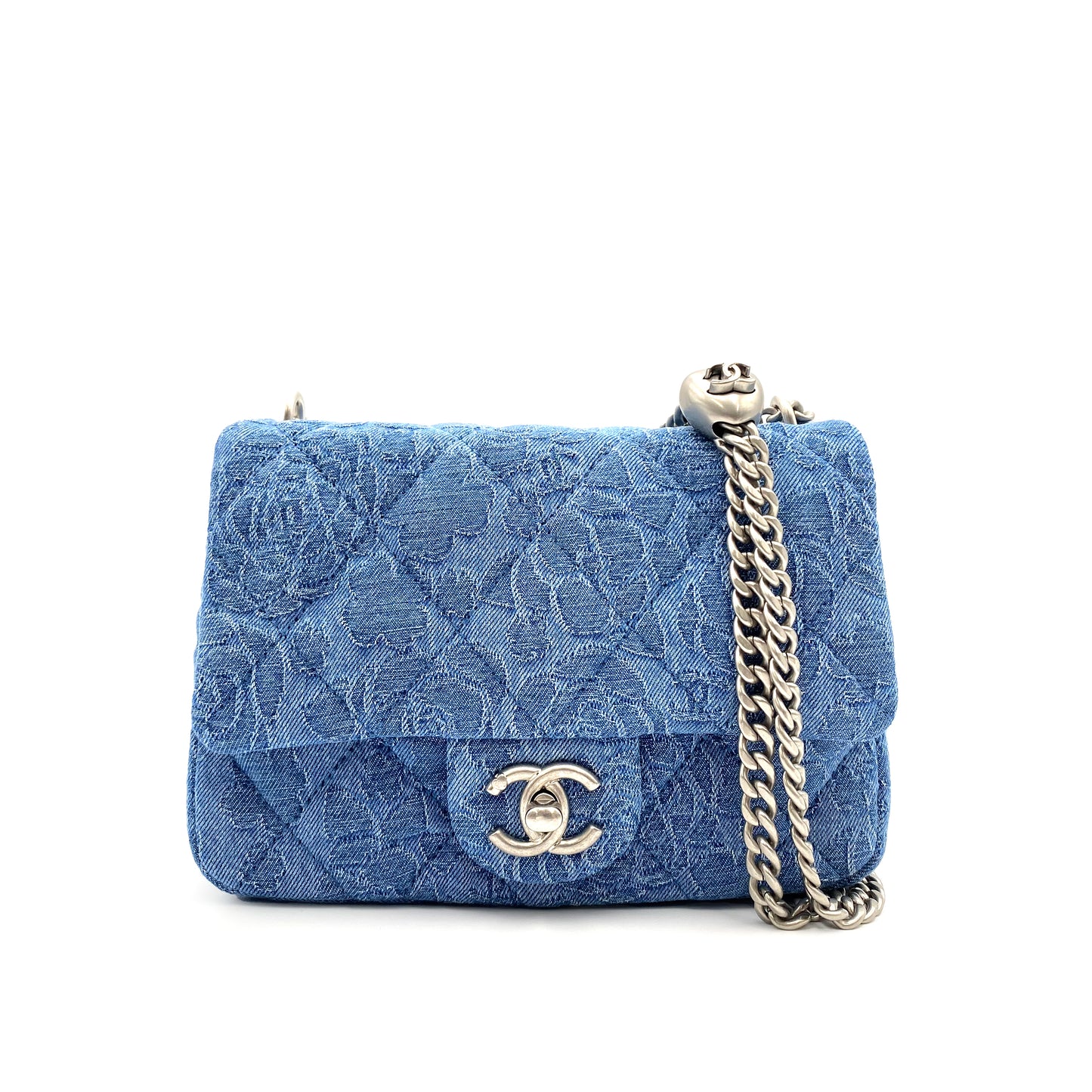 CHANEL MINI MATELASSE CHAIN SHOULDER BAG BLUE DENIM SHW 90231585