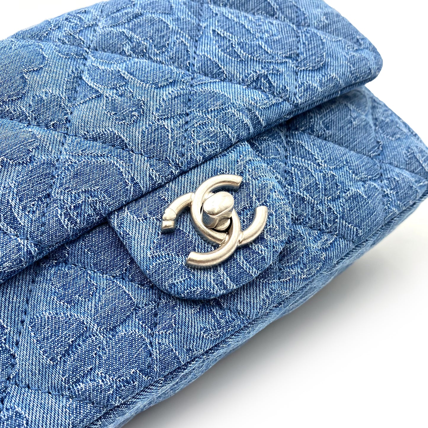 CHANEL MINI MATELASSE CHAIN SHOULDER BAG BLUE DENIM SHW 90231585