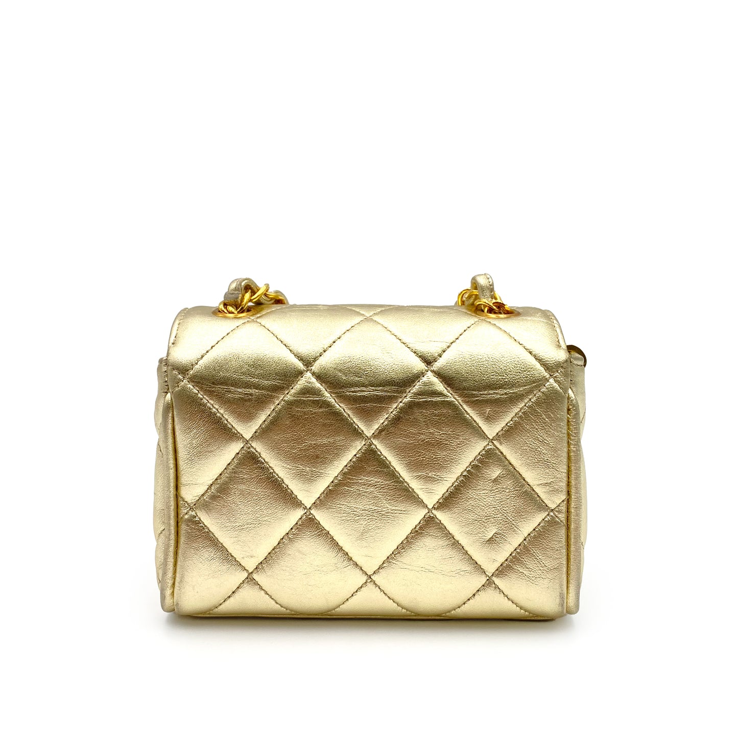 CHANEL VINTAGE MINI MATELASSE CHAIN SHOULDER BAG GOLD LAMB SKIN 90231590