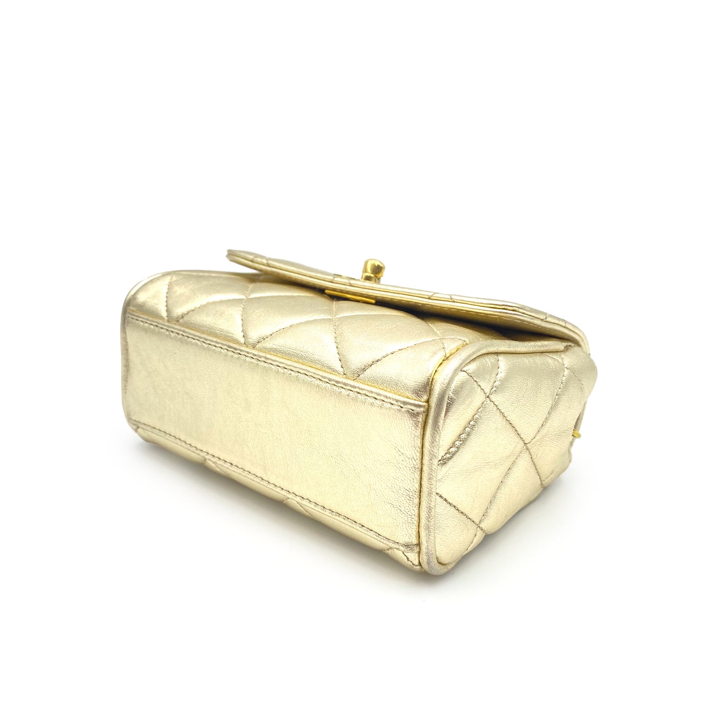CHANEL VINTAGE MINI MATELASSE CHAIN SHOULDER BAG GOLD LAMB SKIN 90231590