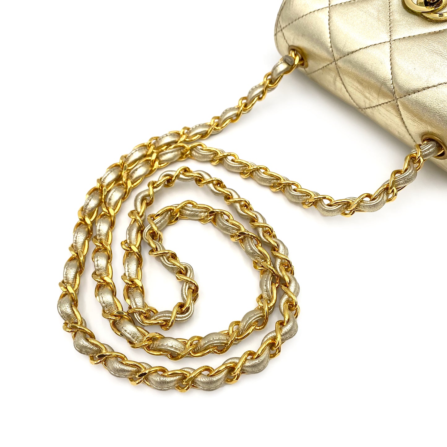 CHANEL VINTAGE MINI MATELASSE CHAIN SHOULDER BAG GOLD LAMB SKIN 90231590
