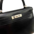 HERMES KELLY 28 SELLIER GUILLOCHE BLACK BOXCALF HAND SHOULDER BAG ▢G 90231896 - PURPOSE