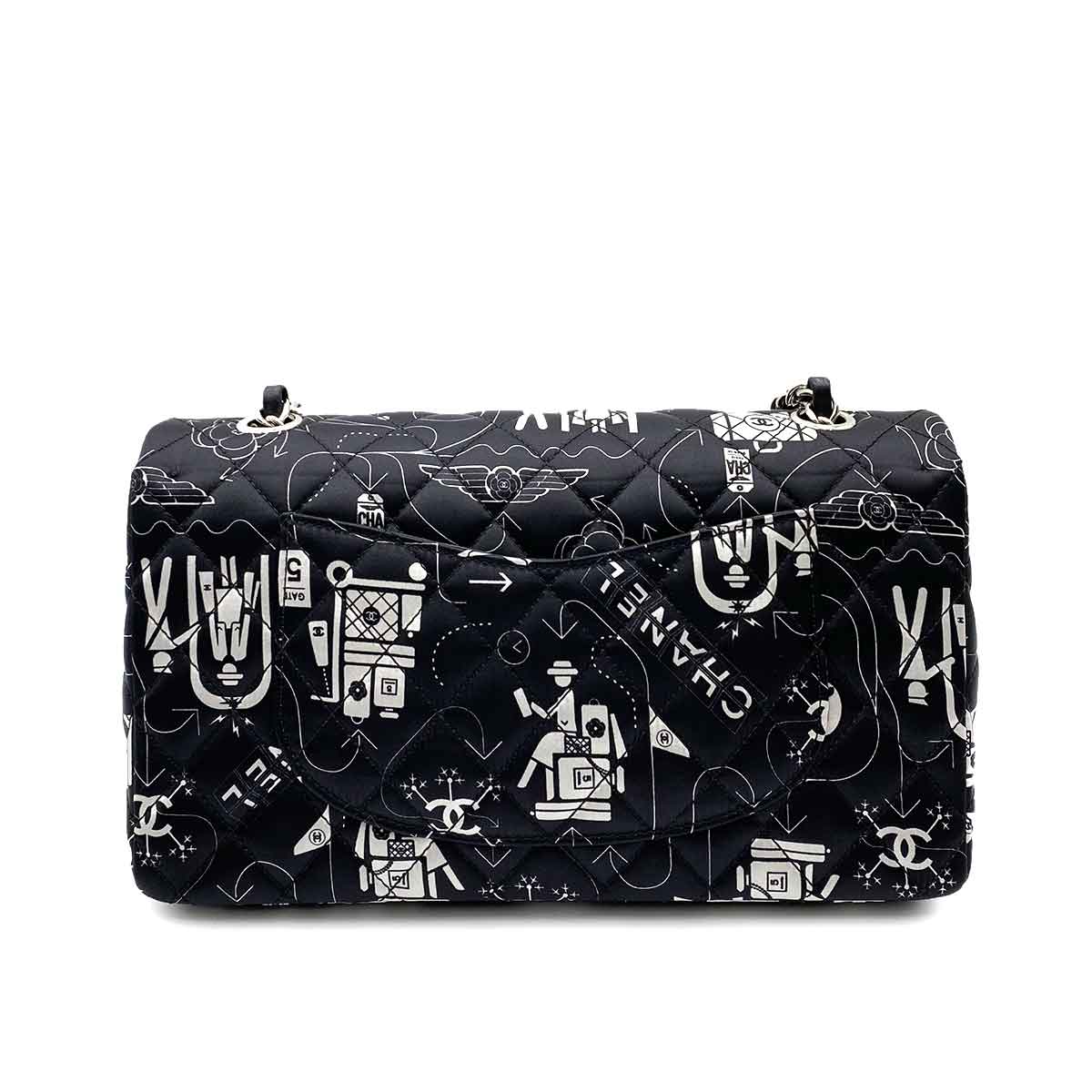CHANEL VINTAGE CLASSIC FLAP MEDIUM AIRLINE SATIN SHOULDER BAG 90231908