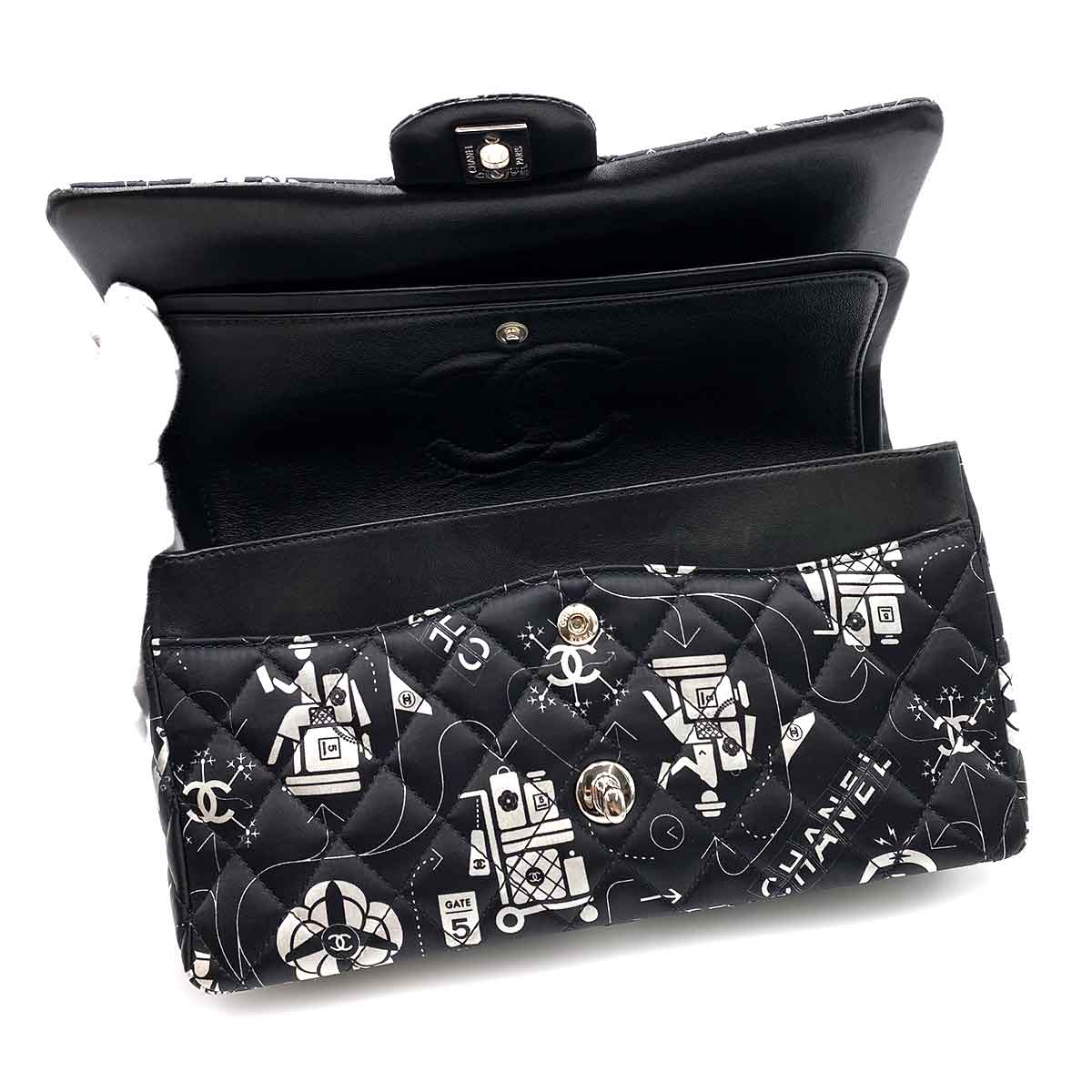 CHANEL VINTAGE CLASSIC FLAP MEDIUM AIRLINE SATIN SHOULDER BAG 90231908
