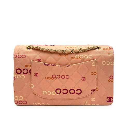CHANEL VINTAGE CLASSIC FLAP MEDIUM CHAIN SHOULDER BAG PINK CANVAS 90232008 - PURPOSE
