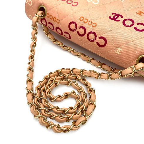 CHANEL VINTAGE CLASSIC FLAP MEDIUM CHAIN SHOULDER BAG PINK CANVAS 90232008 - PURPOSE