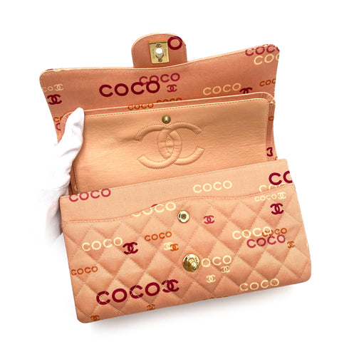 CHANEL VINTAGE CLASSIC FLAP MEDIUM CHAIN SHOULDER BAG PINK CANVAS 90232008 - PURPOSE