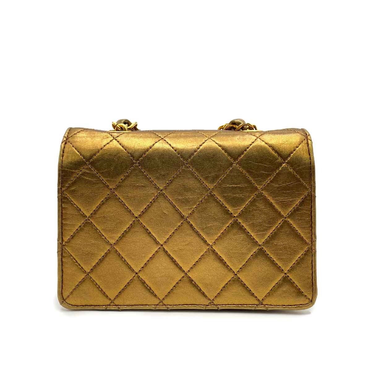 CHANEL VINTAGE MINI CHAIN SHOULDER BAG BRONZE LAMB SKIN 90232194