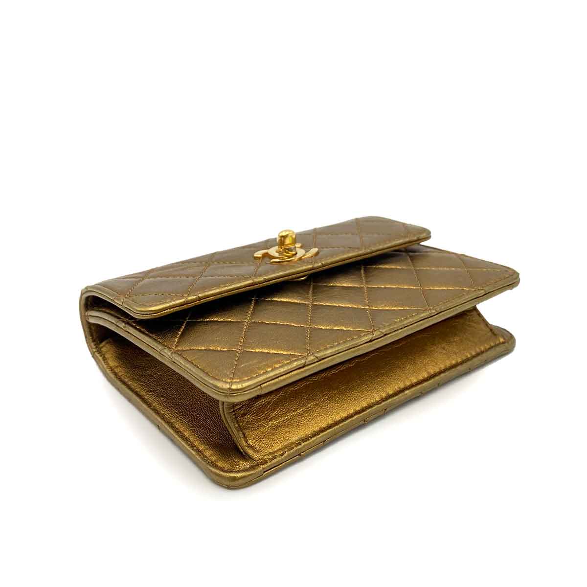 CHANEL VINTAGE MINI CHAIN SHOULDER BAG BRONZE LAMB SKIN 90232194
