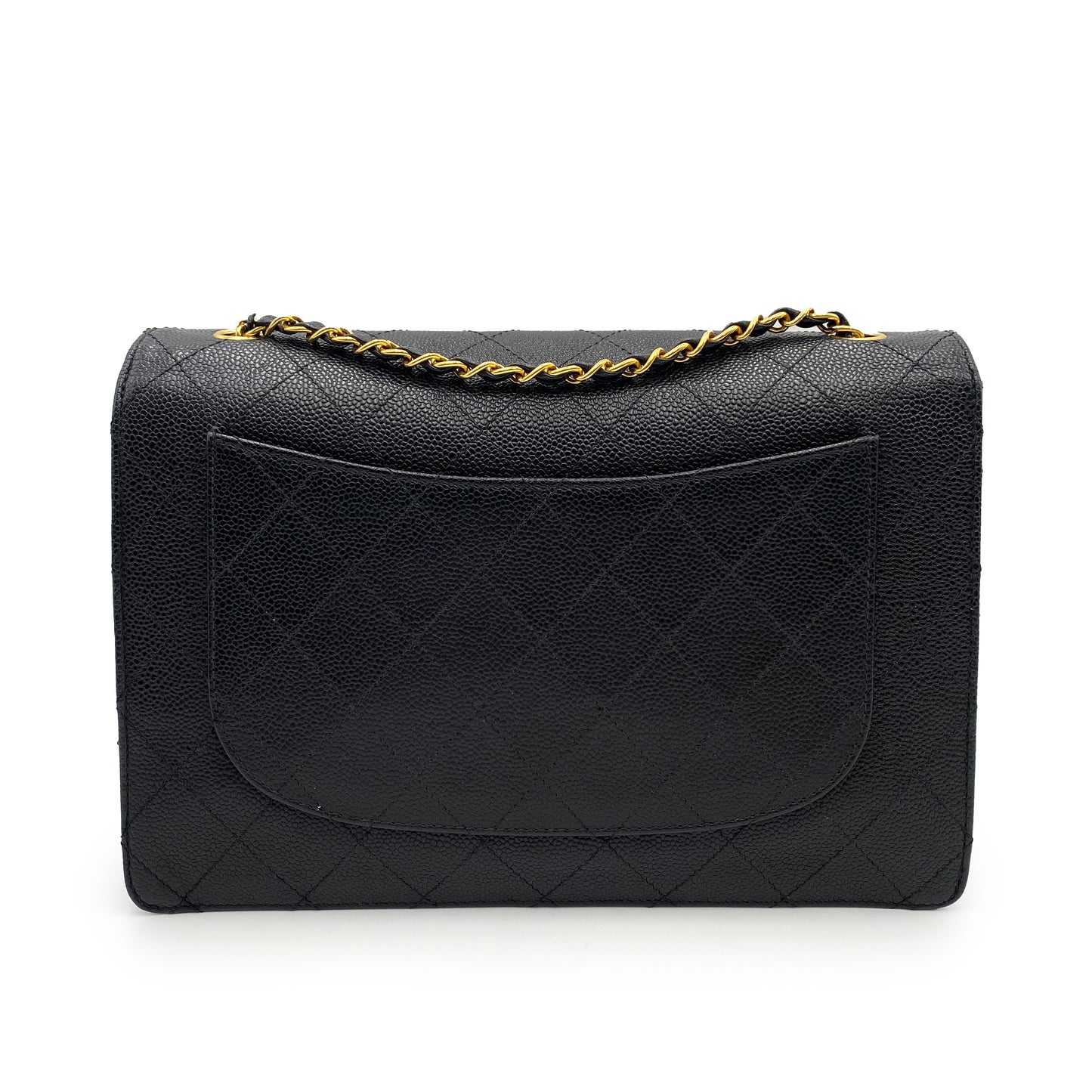 CHANEL VINTAGE BICOLORE CHAIN SHOULDER BAG BLACK CAVIAR SKIN 90232264