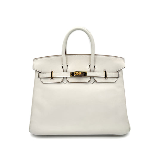 HERMES BIRKIN 25 GRIS PERLE SWIFT HAND BAG B GHW 90232425