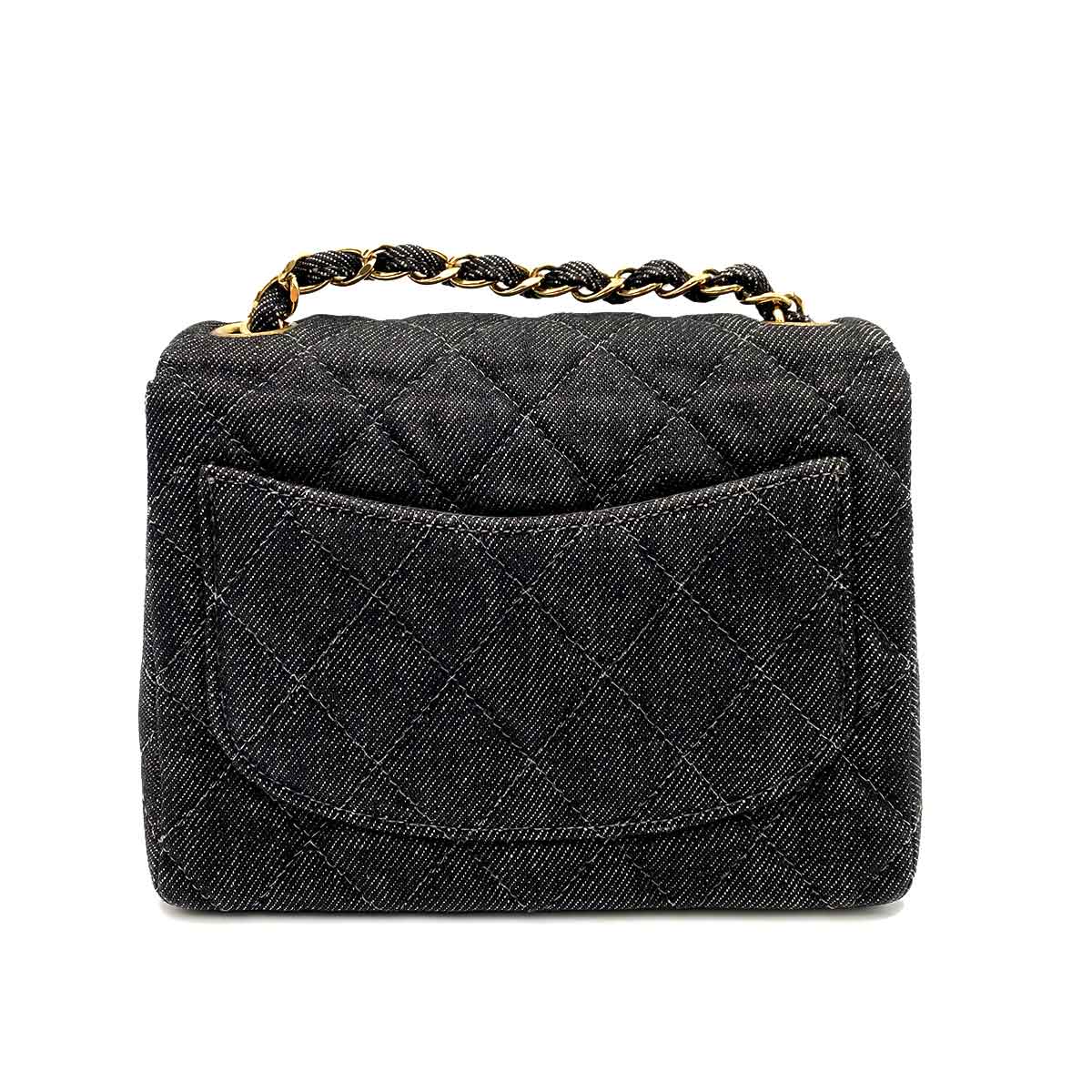 CHANEL VINTAGE MINI SQUARE 17 CHAIN SHOULDER BAG BLACK DENIM 90233432