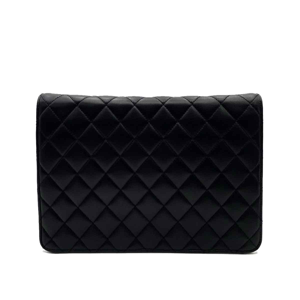 CHANEL VINTAGE SINGLE FLAP TURN LOCK CHAIN SHOULDER BAG BLACK LAMB SKIN 90233665