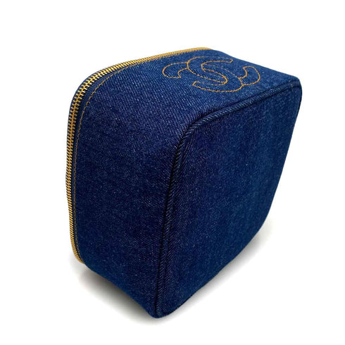 CHANEL VINTAGE VANITY HAND BAG BLUE DENIM 90233667 - PURPOSE