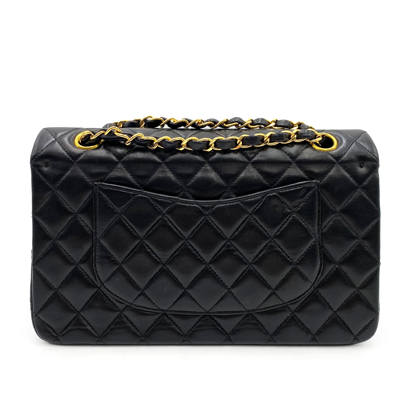 CHANEL VINTAGE CLASSIC FLAP MEDIUM CHAIN SHOULDER BAG BLACK LAMB SKIN 90233728