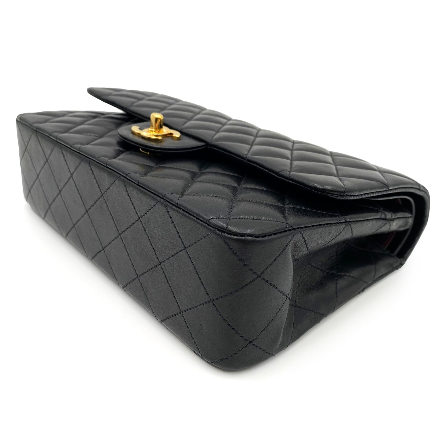 CHANEL VINTAGE CLASSIC FLAP MEDIUM CHAIN SHOULDER BAG BLACK LAMB SKIN 90233728