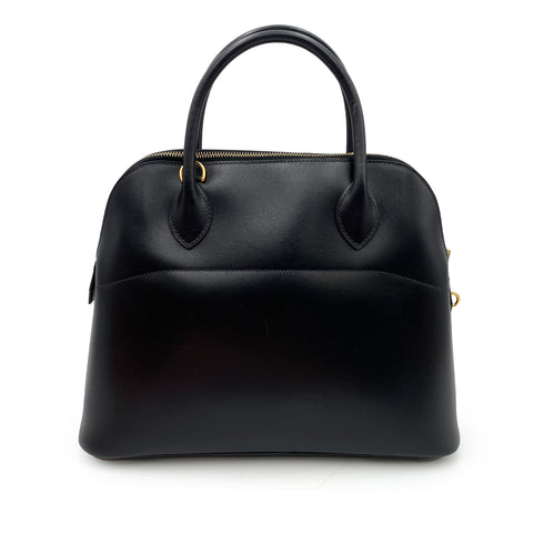 HERMES BOLIDE 31 BLACK BOXCALF HAND SHOULDER BAG □F 90234629 - PURPOSE