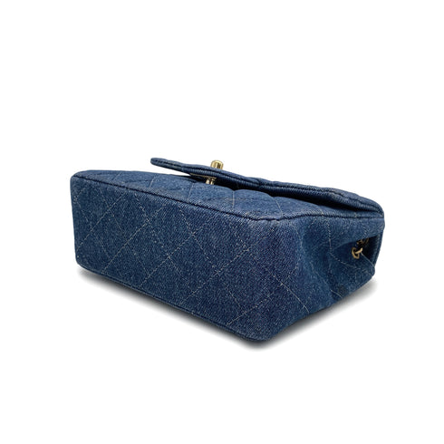 VINTAGE CHANEL MINI SQUARE 17 CHAIN SHOULDER BAG BLUE DENIM GOLD HARDWAR 90234630 - PURPOSE