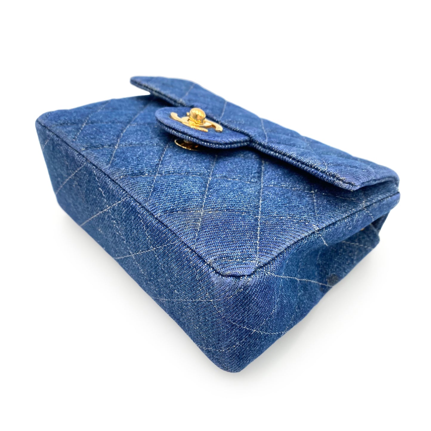 CHANEL VINTAGE MINI SQUARE 17 CHAIN SHOULDER BAG BLUE DENIM 90234630