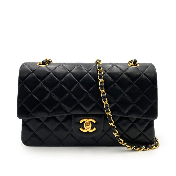 CHANEL VINTAGE CLASSIC FLAP MEDIUM CHAIN SHOULDER BAG BLACK LAMB SKIN 90234646 - PURPOSE