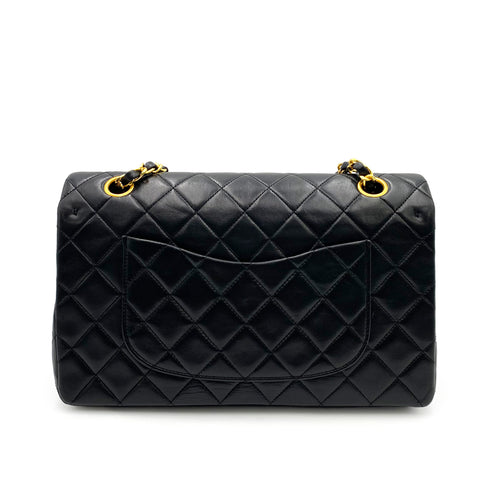 CHANEL VINTAGE CLASSIC FLAP MEDIUM CHAIN SHOULDER BAG BLACK LAMB SKIN 90234646 - PURPOSE