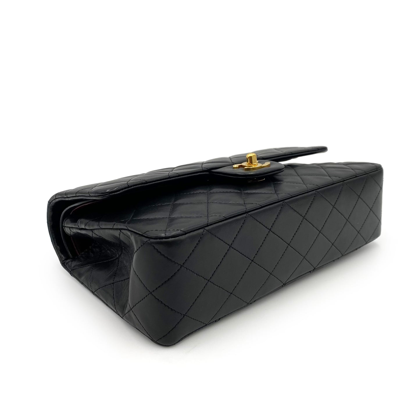 CHANEL VINTAGE CLASSIC FLAP MEDIUM CHAIN SHOULDER BAG BLACK LAMB SKIN 90234646