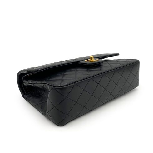 CHANEL VINTAGE CLASSIC FLAP MEDIUM CHAIN SHOULDER BAG BLACK LAMB SKIN 90234646 - PURPOSE