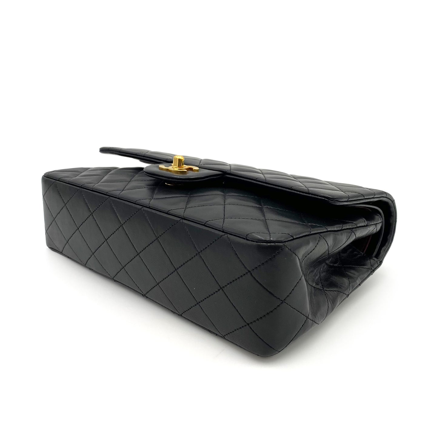 CHANEL VINTAGE CLASSIC FLAP MEDIUM CHAIN SHOULDER BAG BLACK LAMB SKIN 90234646