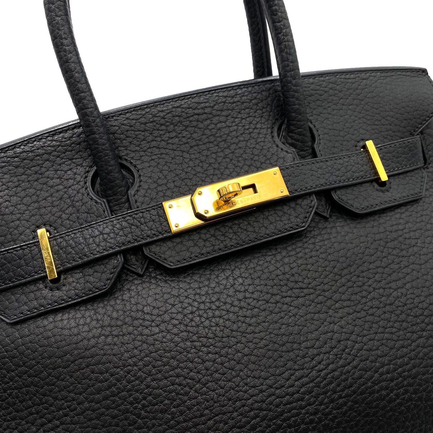 HERMES BIRKIN 30 BLACK FJORD HAND BAG □H GHW 90234755