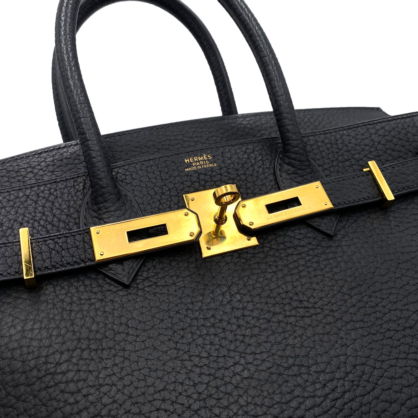 HERMES BIRKIN 30 BLACK FJORD HAND BAG □H GHW 90234755
